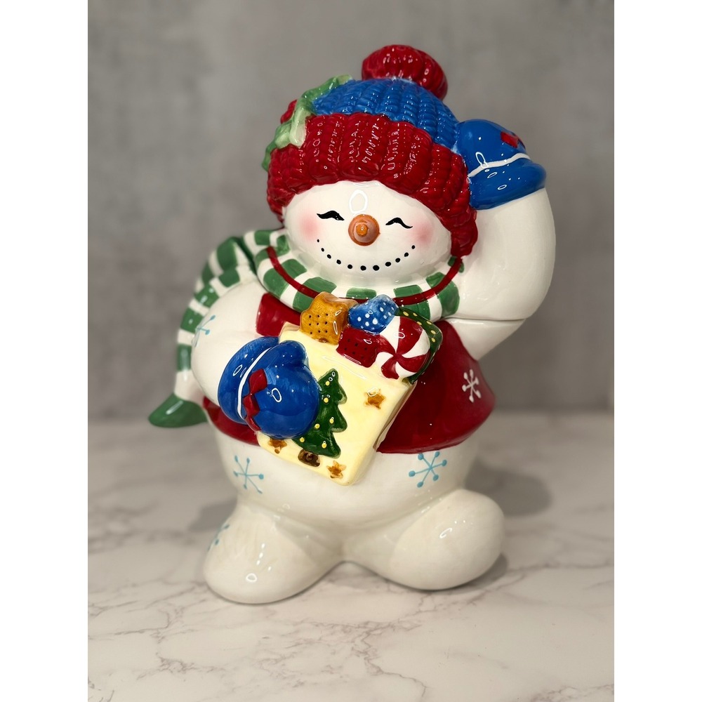 Studio Nova Festive Frosty Snowman Cookie Jar KT700 Christmas Holiday Ceramic